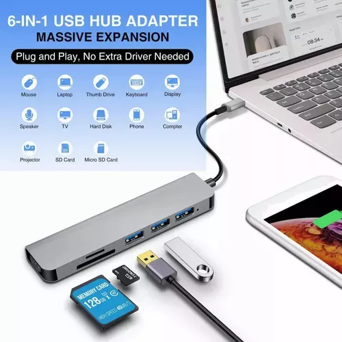 Hub Adaptador Usb Tipo C 4k Hdmi Usb 3.0 Para Laptop