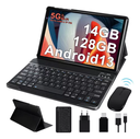 Tablet Erok Q3 Pro 2024 10.1'' Color Negro Android 13 Octa-core 14gb Ram 128gb Rom 5g Wifi 8000mah 5mp 8mp Hd Ips Bluetooth 5.0 Certificación Google Gms Tableta Con Funda Mouse Teclado Cuerpo De Metal